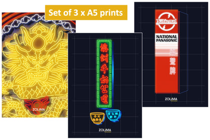 霓虹不滅 -  三張A5霓虹插畫卡套裝